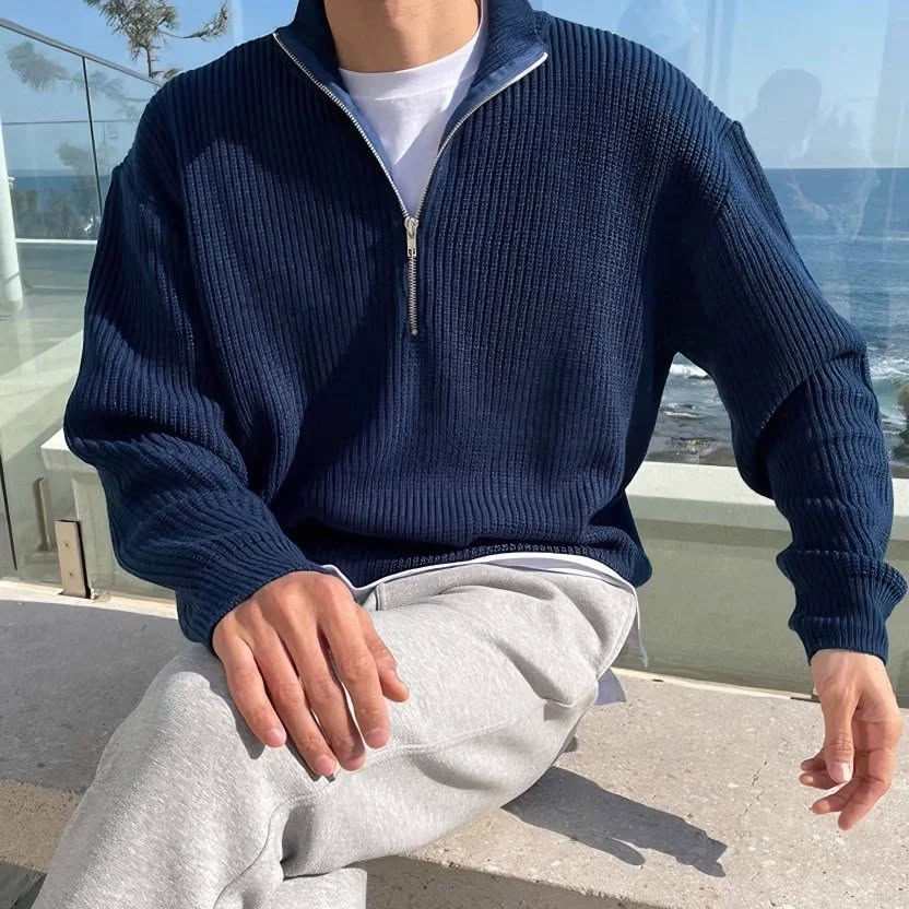 Knitted pullover Half Zip-up Sweater