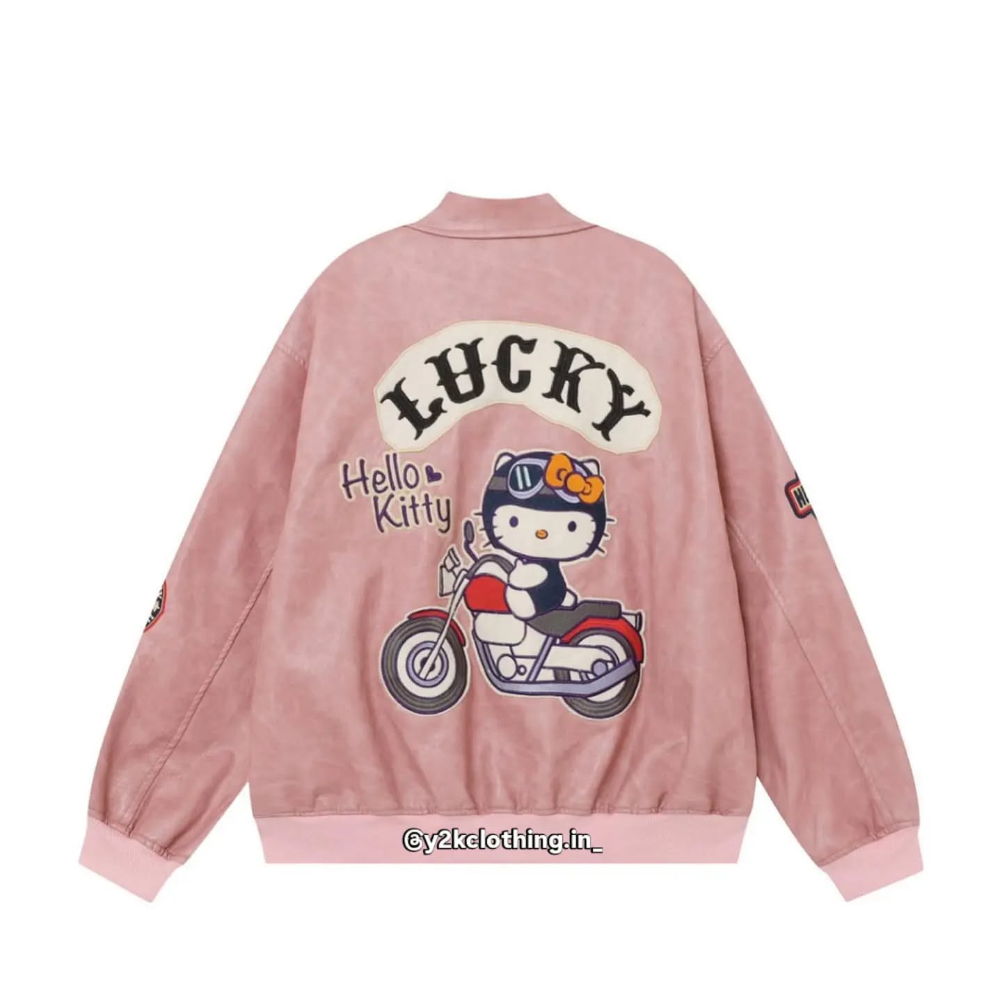 Retro Hello Kitty Embroidery Loose Leather Jacket