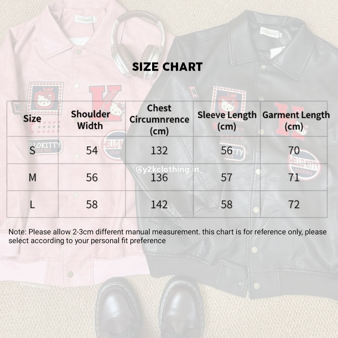 Retro Hello Kitty Embroidery Loose Leather Jacket
