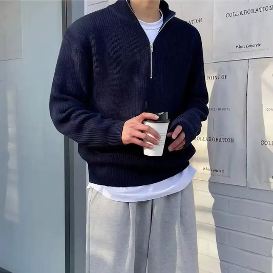 Knitted pullover Half Zip-up Sweater