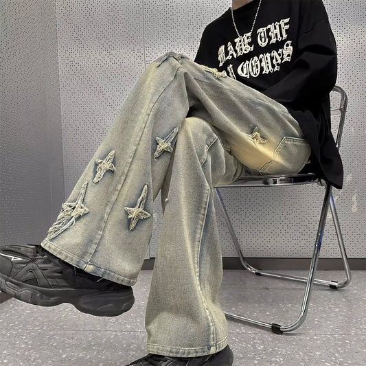 Y2k Star Patch Distressed Denims
