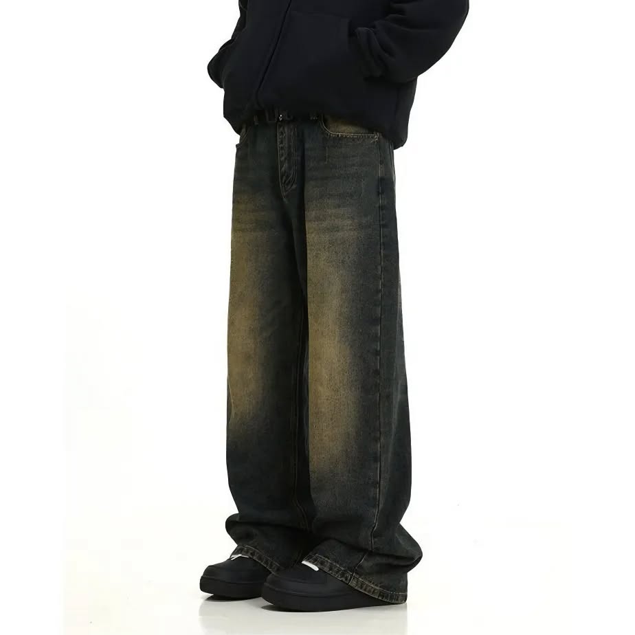 Y2k Retro Blue Wide Straight Denim