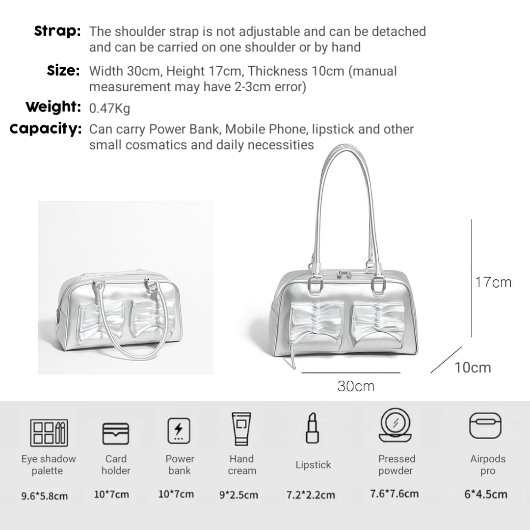 Faux Leather Ribbon Bowler Bag