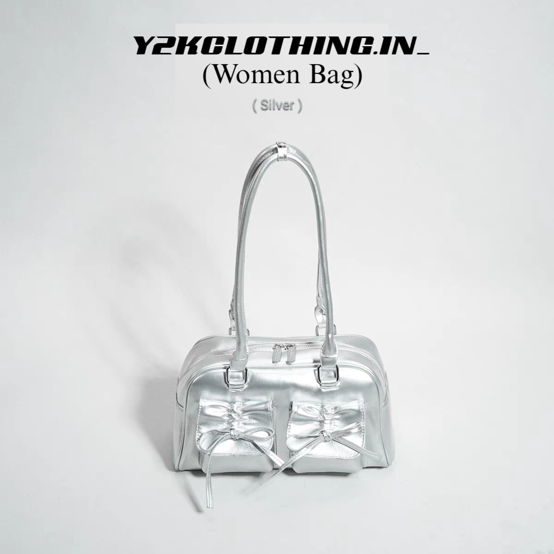 Faux Leather Ribbon Bowler Bag