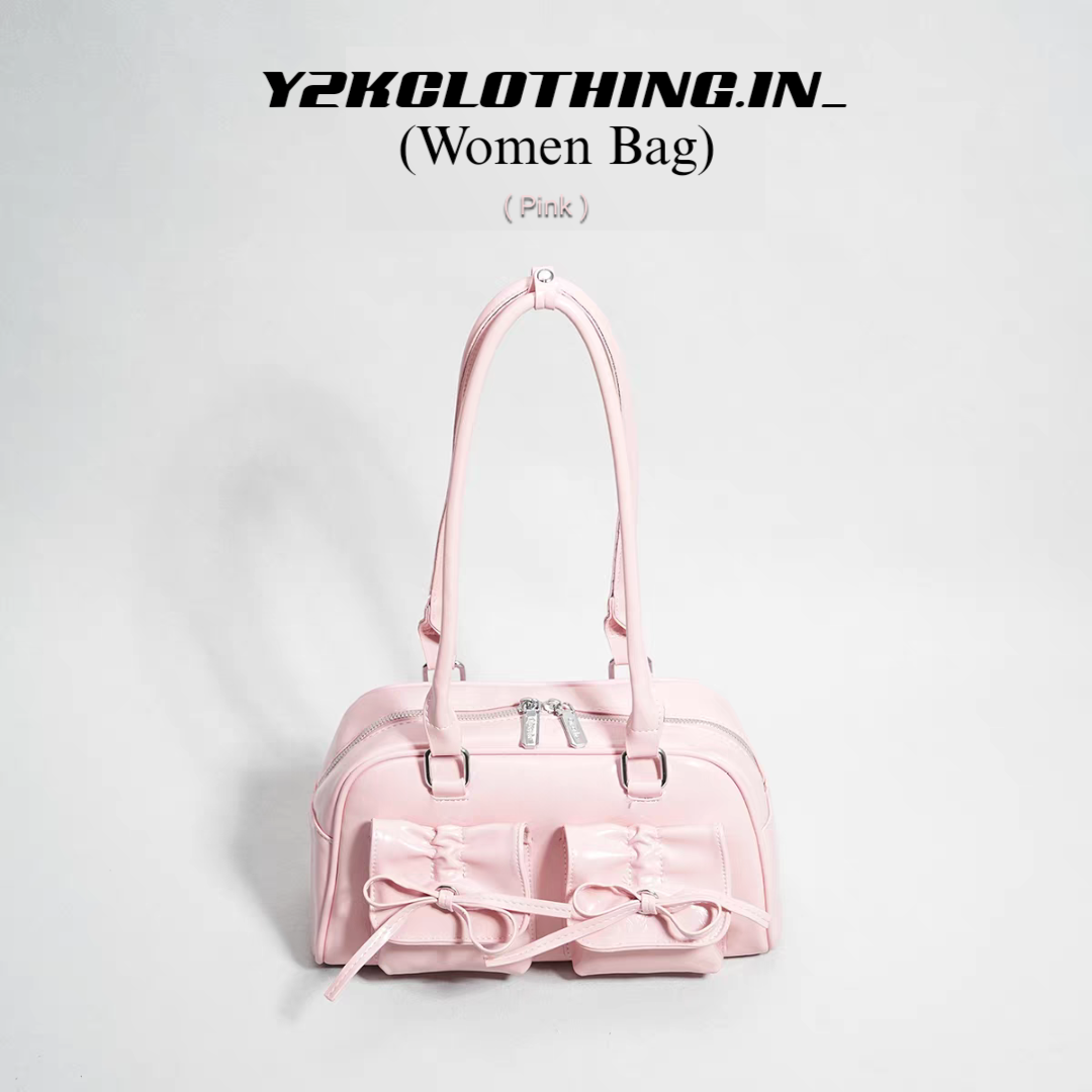 Faux Leather Ribbon Bowler Bag