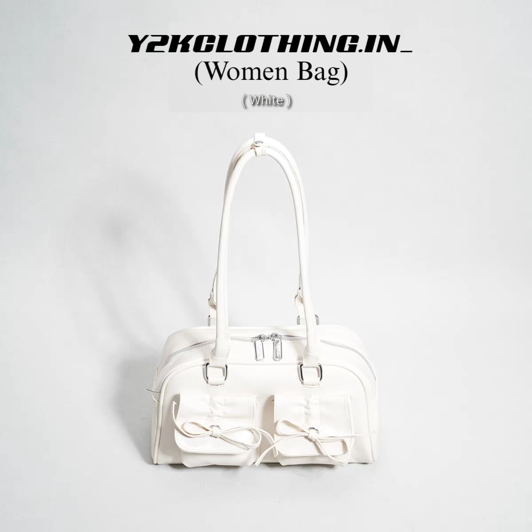 Faux Leather Ribbon Bowler Bag